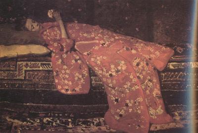 George Hendrik Breitner Girl in Red in Red Kimono (nn02) Germany oil painting art